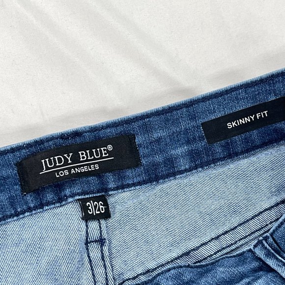 Judy Blue Jeans Women Size 3/26 Skinny Fit Mid Rise Dark Blue Denim Stretch - Picture 10 of 12